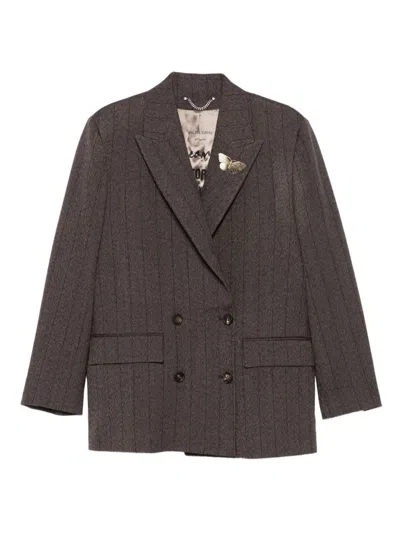 Golden Goose Tailored Blazer With Tunnel Design And Pinstripe Pattern In Brown
