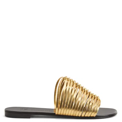 Giuseppe Zanotti Savoia Flat Sandals Open Toe Metallic In Gold