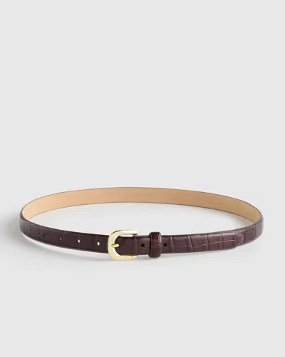 Quince Women's Sofia European Leather Skinny Belt In Brown