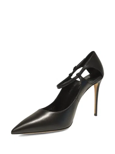Casadei 100mm Samurai Julia T-strap Stiletto Pumps In Black