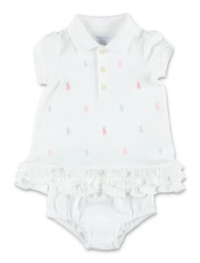 Polo Ralph Lauren Baby Girl  Ruffled Polo Dress With Bloomer In Gray