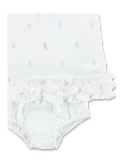 Polo Ralph Lauren Baby Girl  Ruffled Polo Dress With Bloomer In Gray