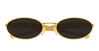 Bottega Veneta Bv1386s Sardine Linea Signature Icons 001 Gold Grey Sunglasses In Gold