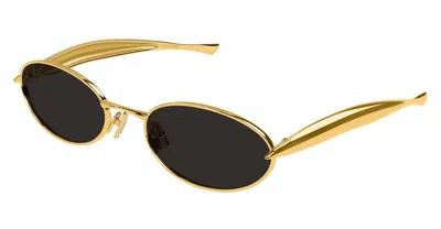 Bottega Veneta Bv1386s Sardine Linea Signature Icons 001 Gold Grey Sunglasses In Gold