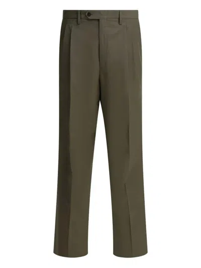 Prada Wide-leg Wool Pants Clothing In Green
