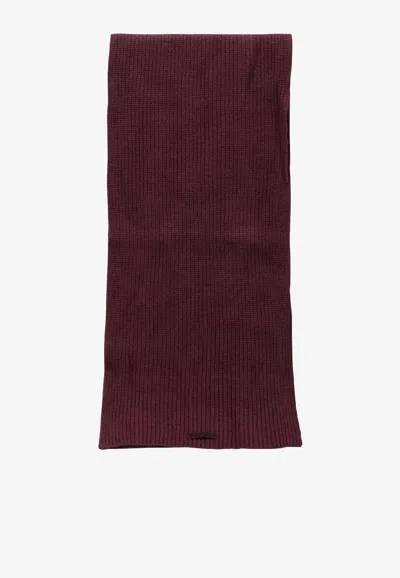Pinko Logo Wool Scarf In Burgundy