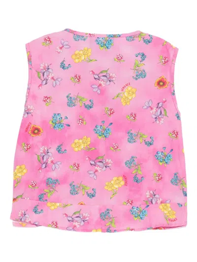 Versace Floral-print Dress In Pink