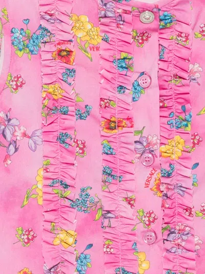 Versace Floral-print Dress In Pink