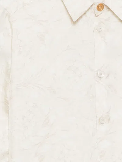 Versace All-over Floral Print Shirt In Neutral