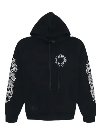 Chrome Hearts Hearts Horse Shoe Floral Long-sleeve Hoodie In Blue