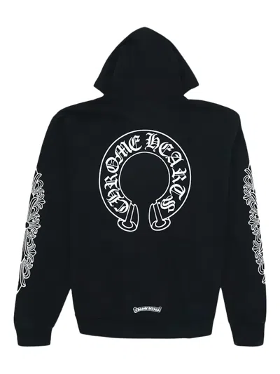 Chrome Hearts Hearts Horse Shoe Floral Long-sleeve Hoodie In Blue