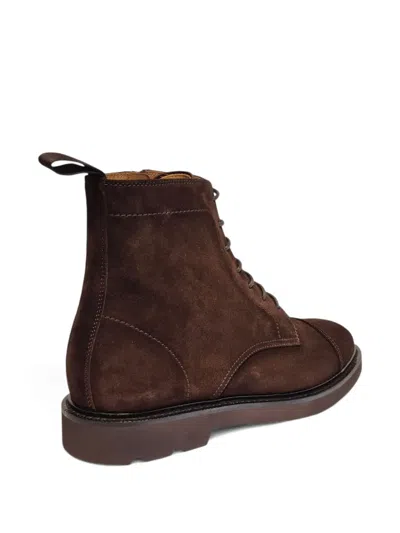 Henderson Baracco Panelled Suede Boots In Brown