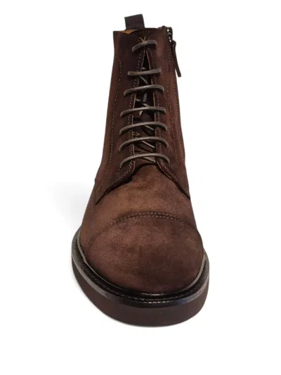 Henderson Baracco Panelled Suede Boots In Brown