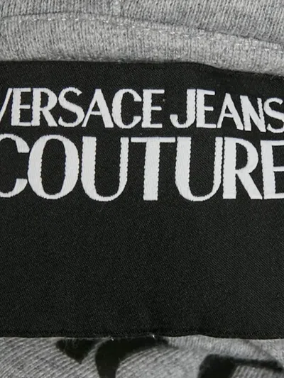 Pre-owned Versace Logo-print Hoodie In Gray