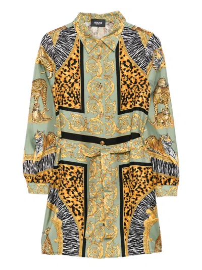 Versace All-over Graphic Print Dress In Multi