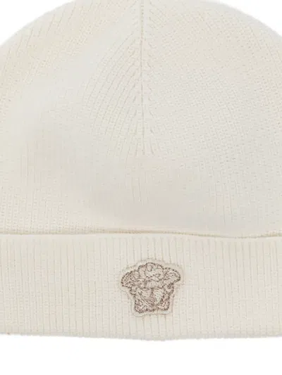 Versace Logo-embroidered Hat Set In Black