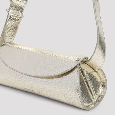 Jil Sander Platinum Cannolo Small Ovine Leather Shoulder Bag In Silver