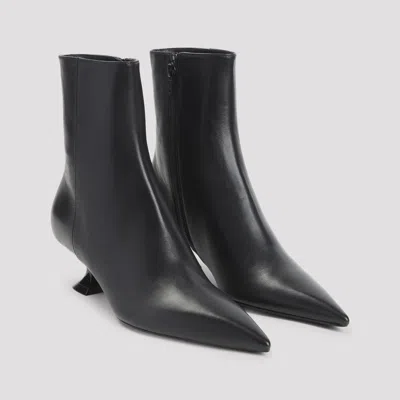 Lanvin Kitten Heel Ankle Boots 50 Mm Lambskin In Black