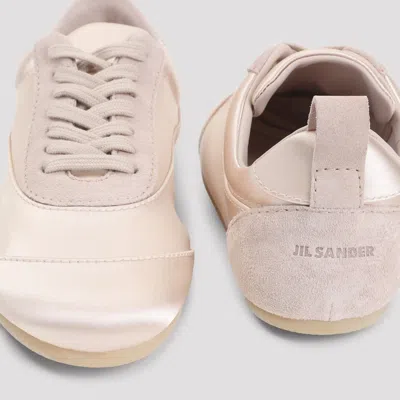 Jil Sander Etage Satin And Suede Low-top Sneakers In Neutral