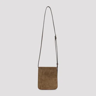 Tom Ford Mini Leather-trimmed Suede Shoulder Bag In Brown