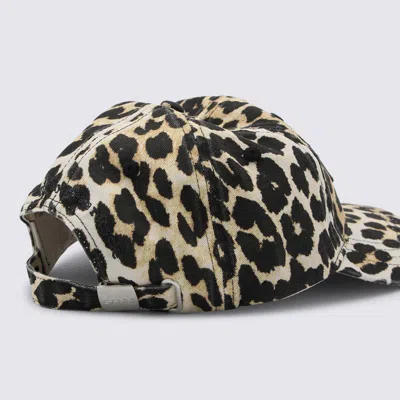 Ganni Logo-embroidered Leopard-print Canvas Cap In Animal Print