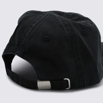 Ganni Womens Black Brand-embroidered Cotton-canvas Cap In Black