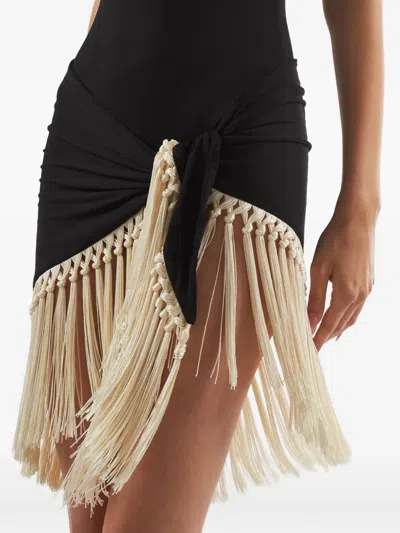 Taller Marmo Mini Lido Fringed Swimsuit In Black