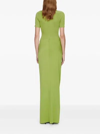 Christopher Esber Fusion Ruched Tee High Neckline Dress In Green