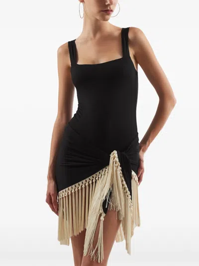 Taller Marmo Mini Lido Fringed Swimsuit In Black