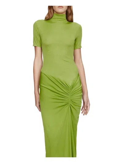 Christopher Esber Fusion Ruched Tee High Neckline Dress In Green