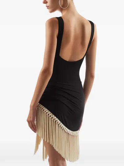 Taller Marmo Mini Lido Fringed Swimsuit In Black