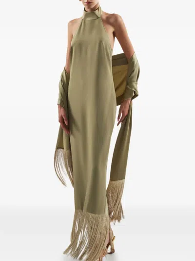 Taller Marmo Zizi Stole Tassel Scarves In Green
