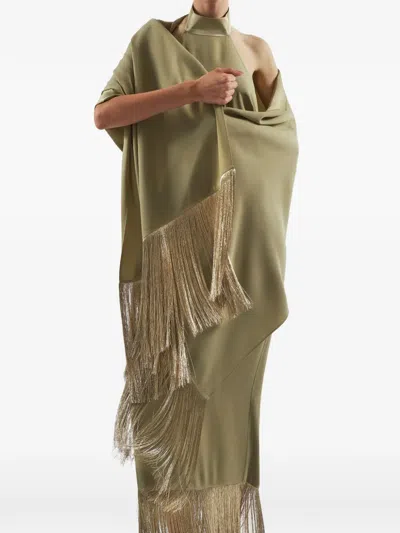 Taller Marmo Zizi Stole Tassel Scarves In Green