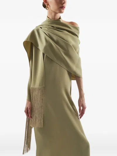 Taller Marmo Zizi Stole Tassel Scarves In Green