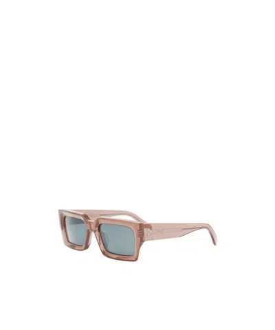 Celine Beveled Acetate Rectangle Sunglasses In Brown