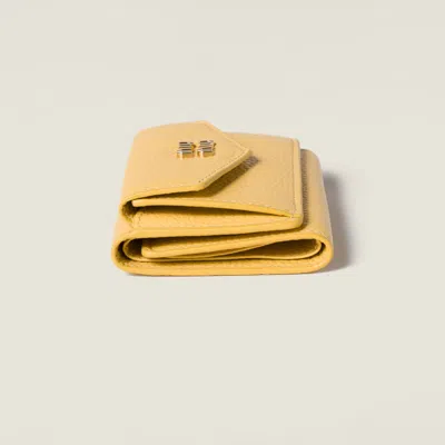 Miu Miu Small Leather Wallet In Gold