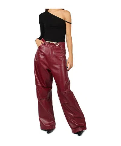 Darkpark Daisy Plonge Nappa Leather Military Trousers In Burgundy