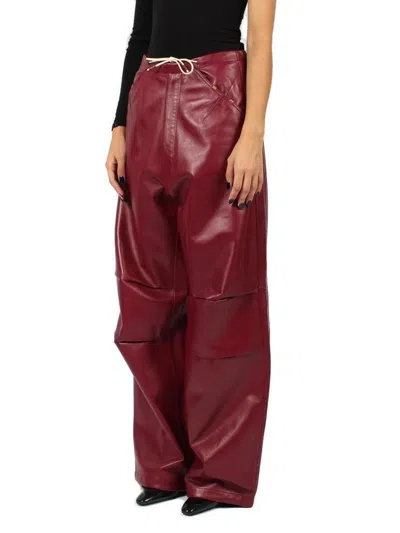Darkpark Daisy Plonge Nappa Leather Military Trousers In Burgundy