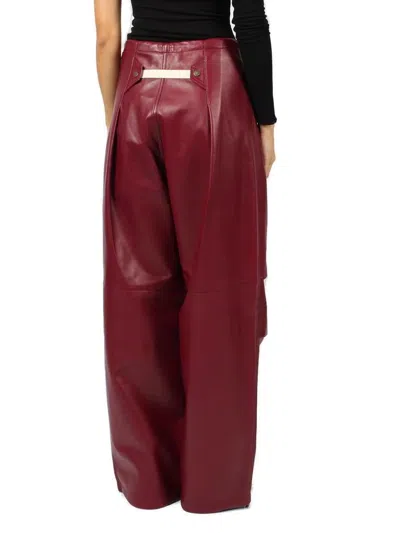 Darkpark Daisy Plonge Nappa Leather Military Trousers In Burgundy