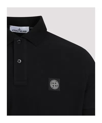 Stone Island Mens Black Brand-patch Regular-fit Stretch-cotton Polo Shirt Xl In Black