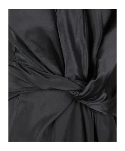 Victoria Beckham Asymmetric Twisted Silk Slit Maxi Dress In Black