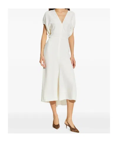 Victoria Beckham Gathered Short-sleeves Midi Dress In White