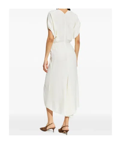 Victoria Beckham Gathered Short-sleeves Midi Dress In White