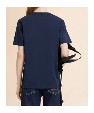 Marni Animal Alphabet Logo Deep Blue Cotton T-shirt In Animal Print