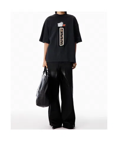Alexander Wang Oversized Plain Knit Short-sleeved T-shirt With Lighter Pattern In Multi