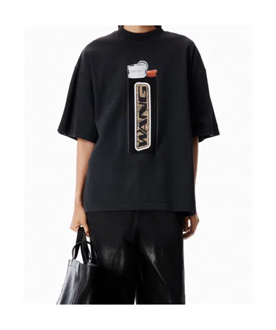 Alexander Wang Oversized Plain Knit Short-sleeved T-shirt With Lighter Pattern In Multi
