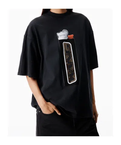 Alexander Wang Oversized Plain Knit Short-sleeved T-shirt With Lighter Pattern In Multi