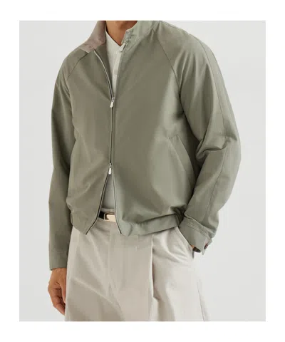 Brunello Cucinelli Water-resistant Gabardine Outerwear Jacket In Green