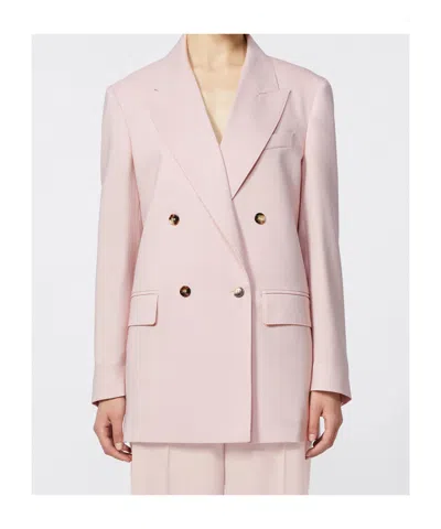 Max Mara Ombrosa Double Breasted Wool Blazer Jackets Rose In Purple