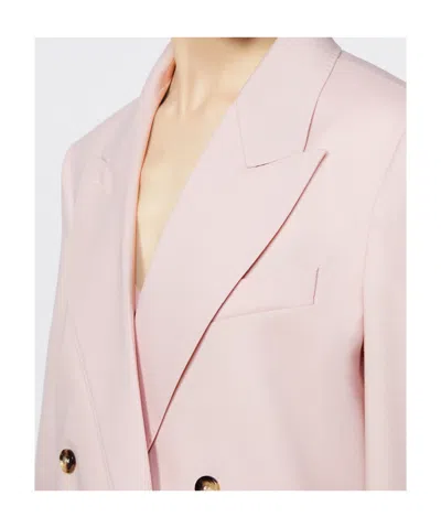 Max Mara Ombrosa Double Breasted Wool Blazer Jackets Rose In Purple